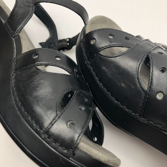 Dansko Sissy Sandals Sz 41 10.5 - 11 Leather Strappy Heel Buckle Platform Shoes - Picture 8 of 11